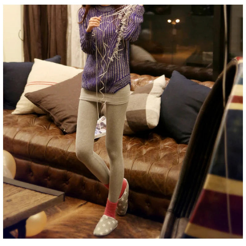 Leggings femme mélange de coton agréable ; pour affronter le froid