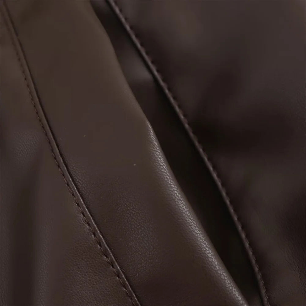 Blouson tendance en simili cuire - Style décontracté et élégant