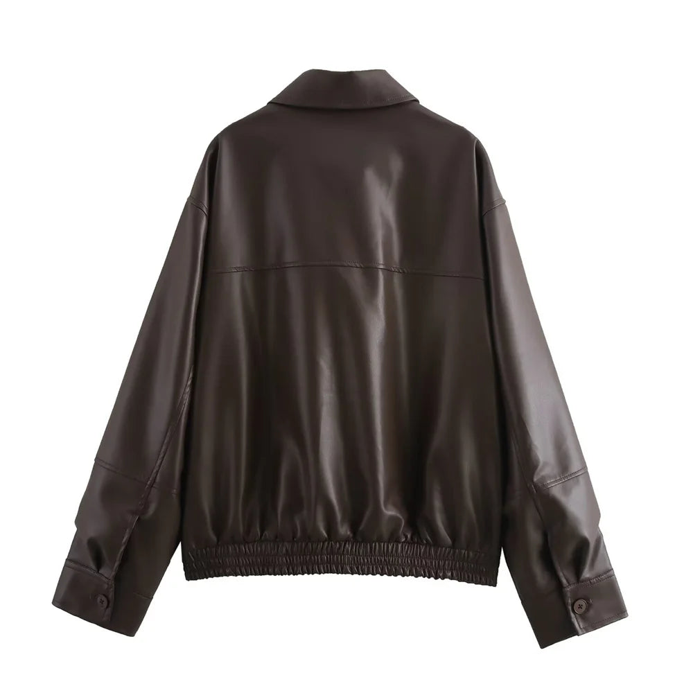 Blouson tendance en simili cuire - Style décontracté et élégant