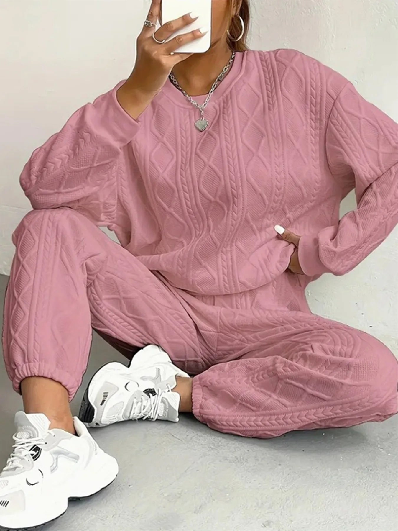 Casual Two Piece Sets Womens Sweatshirt Outifits Streetwear Autumn Winter New Long Sleeved Round Neck Hoodie And Y2k Pants Suit