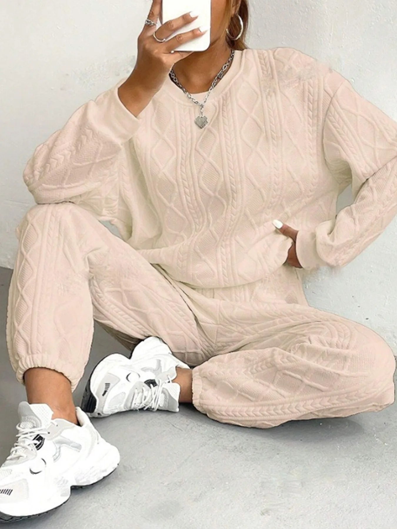 Casual Two Piece Sets Womens Sweatshirt Outifits Streetwear Autumn Winter New Long Sleeved Round Neck Hoodie And Y2k Pants Suit