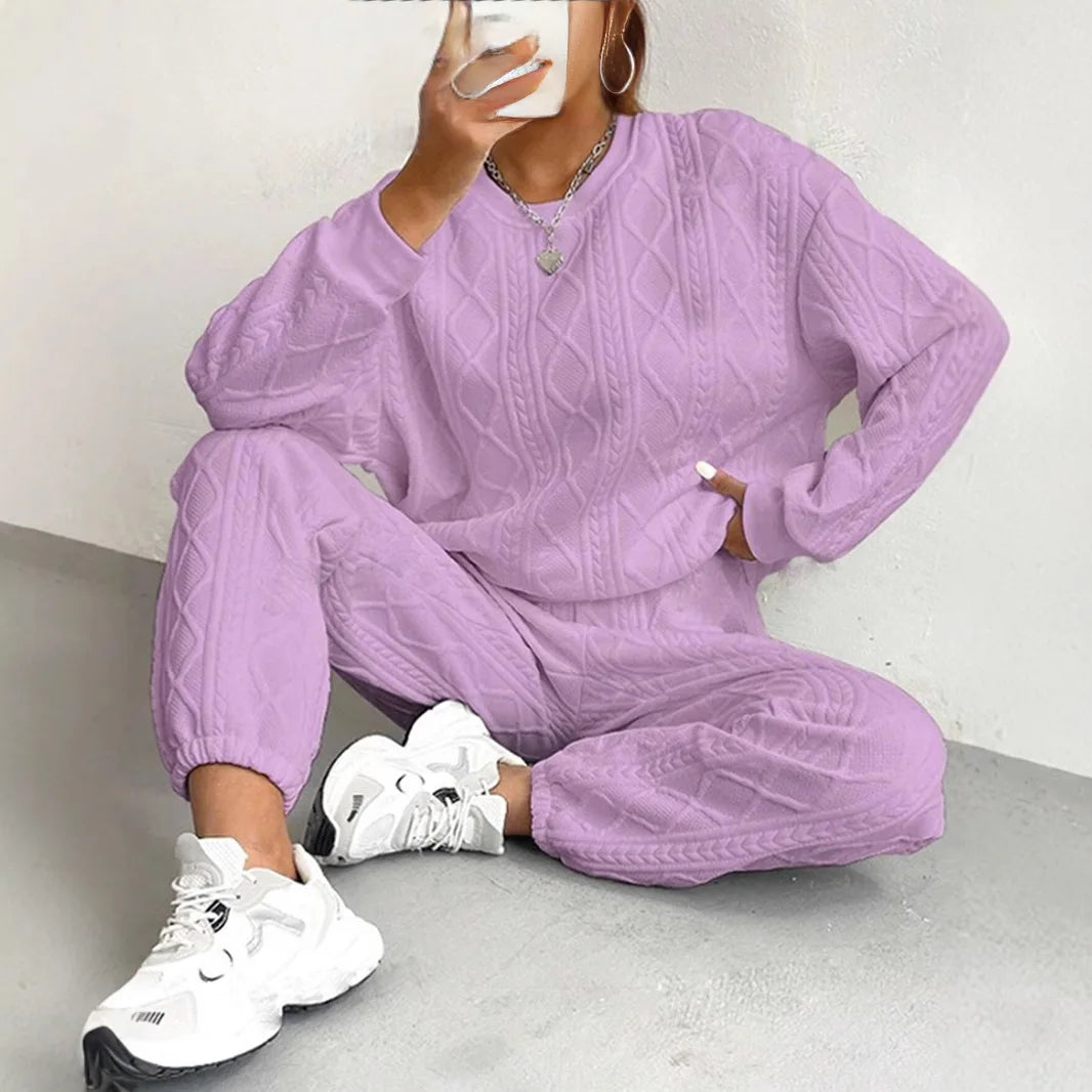 Casual Two Piece Sets Womens Sweatshirt Outifits Streetwear Autumn Winter New Long Sleeved Round Neck Hoodie And Y2k Pants Suit