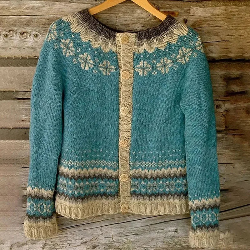 Vintage Knitting Long Sleeve Casual Green Striped Pullovers Women 2025 Winter Fashion Round Neck Ladies Loose Female Sweater Top