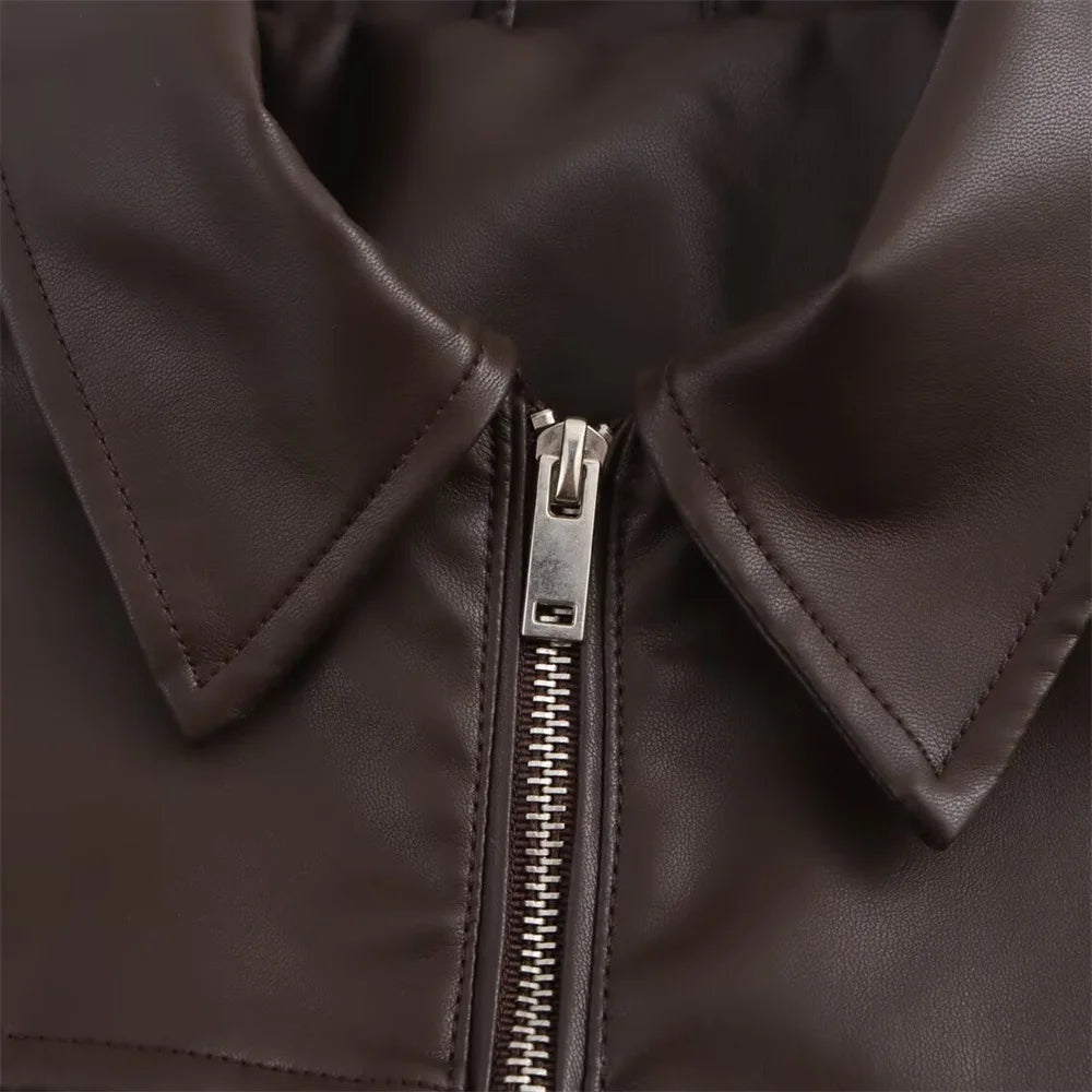 Blouson tendance en simili cuire - Style décontracté et élégant