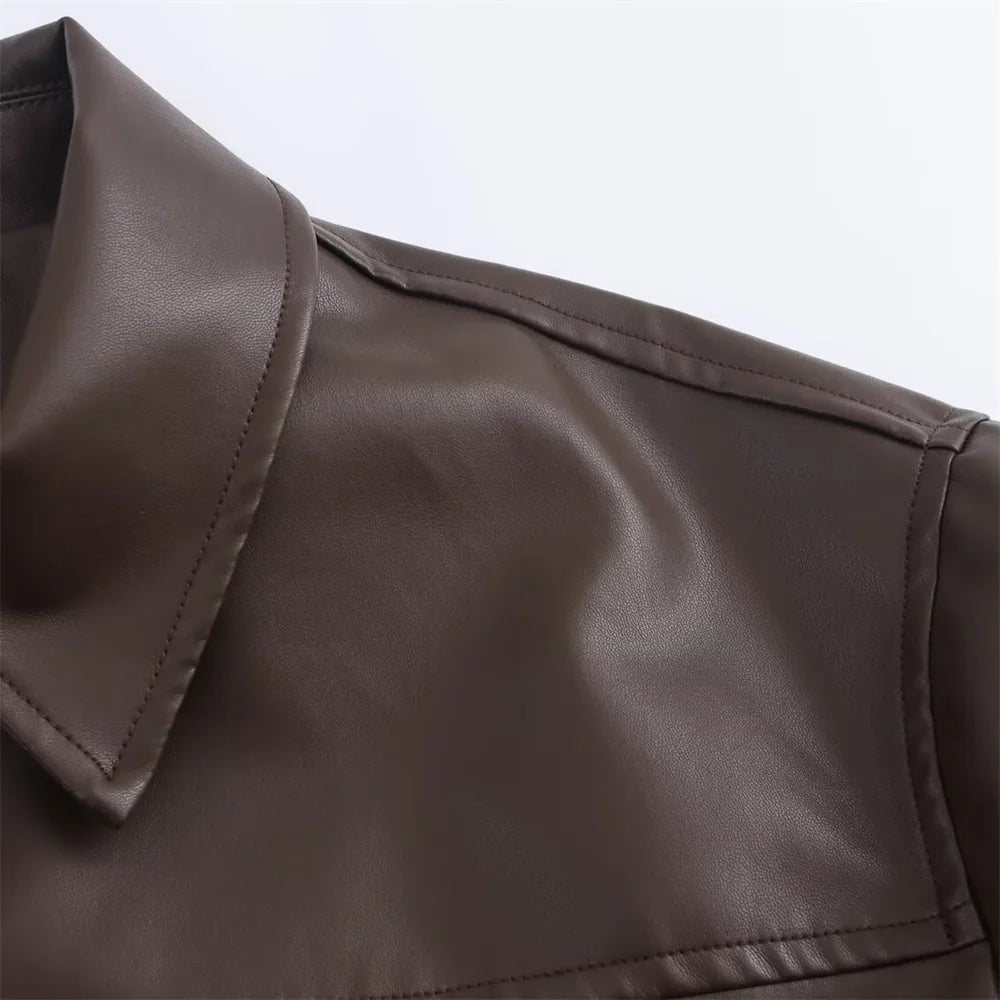 Blouson tendance en simili cuire - Style décontracté et élégant