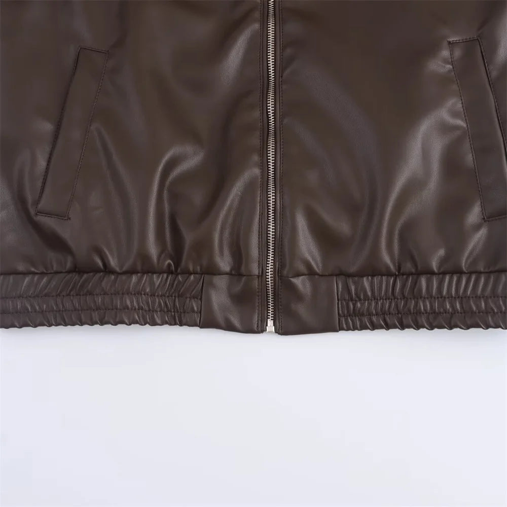 Blouson tendance en simili cuire - Style décontracté et élégant