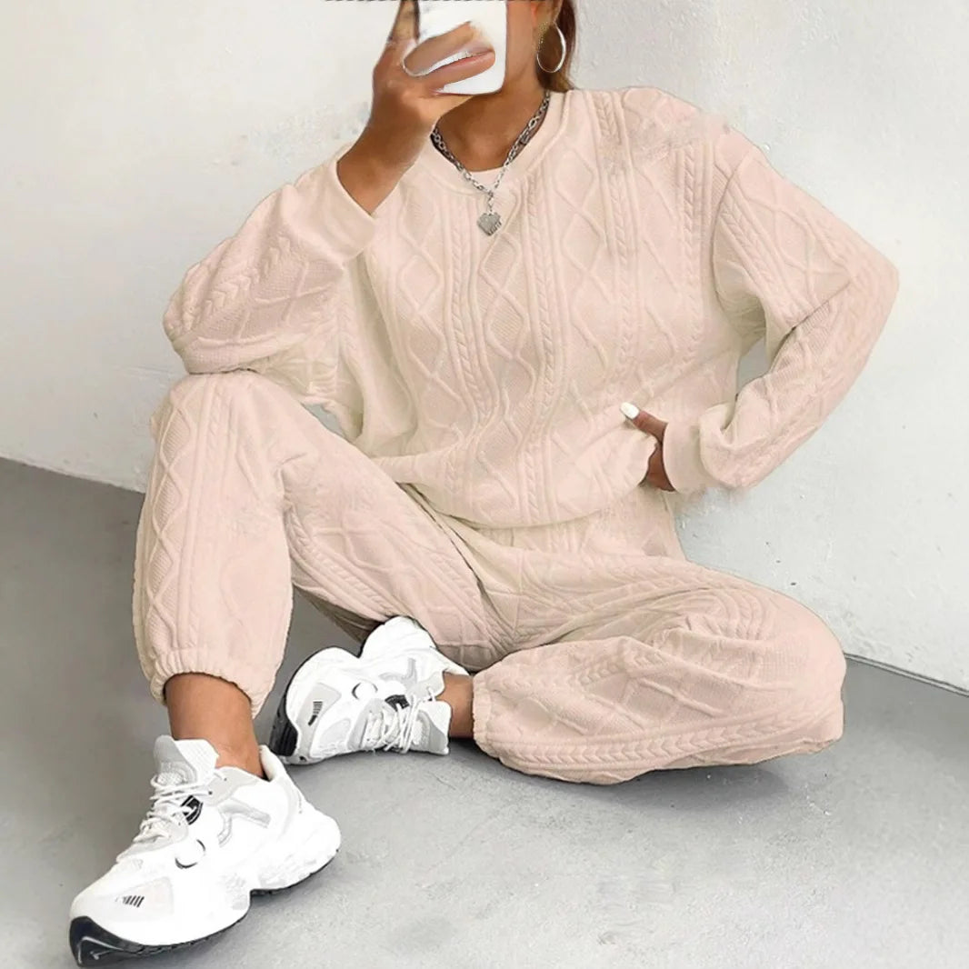 Casual Two Piece Sets Womens Sweatshirt Outifits Streetwear Autumn Winter New Long Sleeved Round Neck Hoodie And Y2k Pants Suit