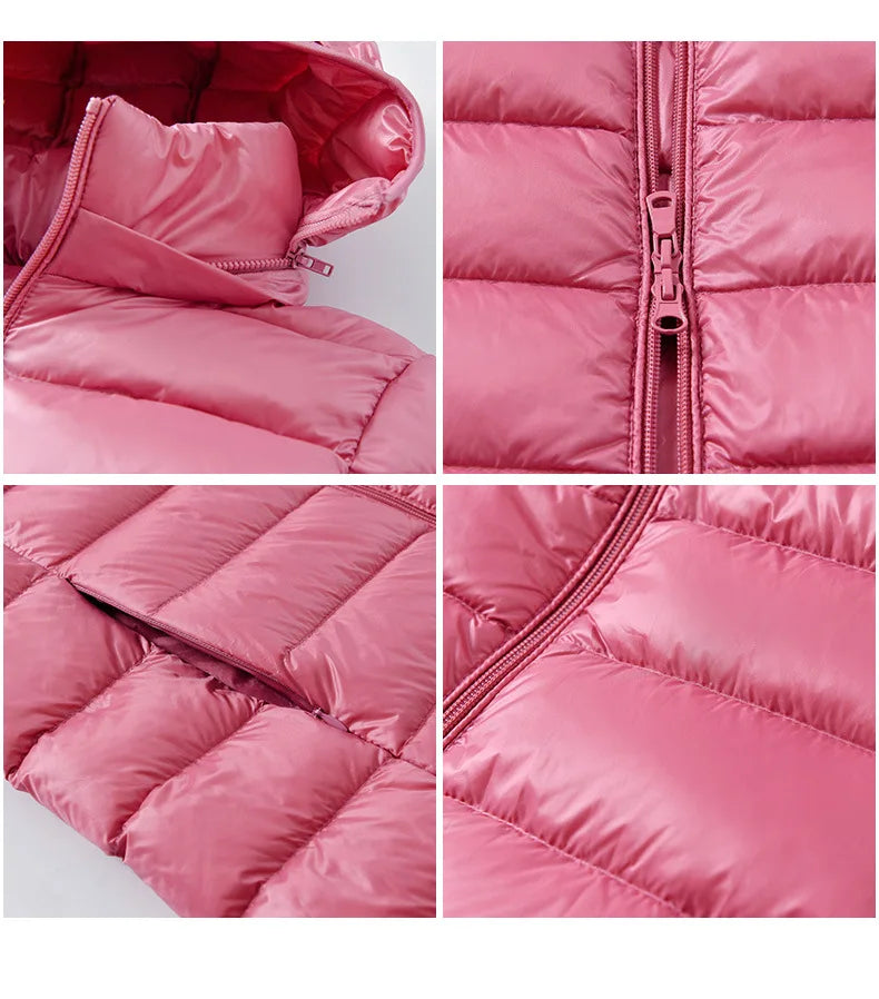 White Down Jacket Women's Mid-Length 2023 Winter New Detachable Hoody Slim Plus Size White Duck Down Coat