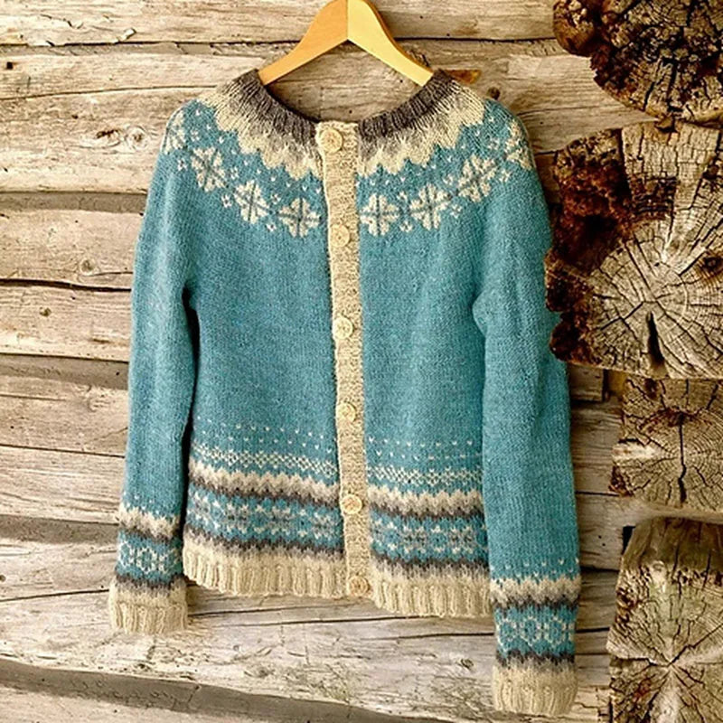 Vintage Knitting Long Sleeve Casual Green Striped Pullovers Women 2025 Winter Fashion Round Neck Ladies Loose Female Sweater Top