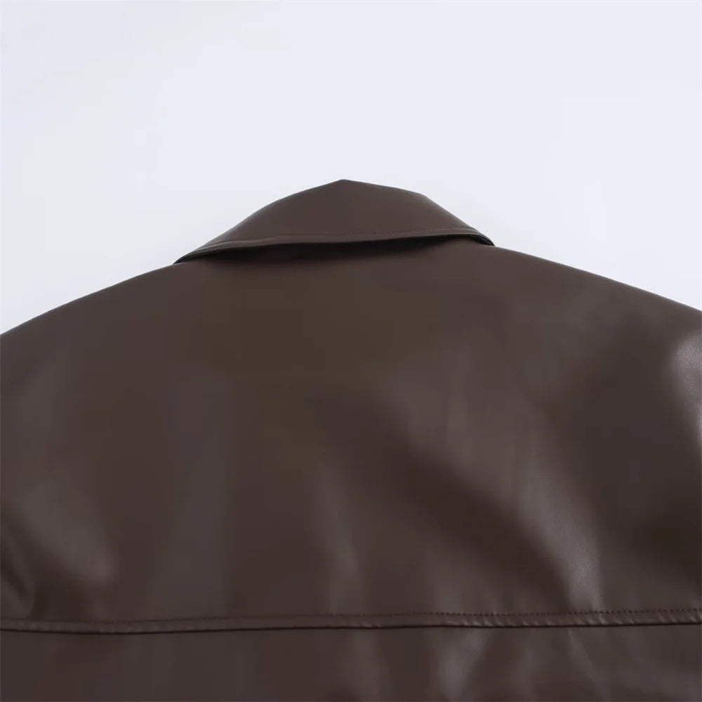 Blouson tendance en simili cuire - Style décontracté et élégant