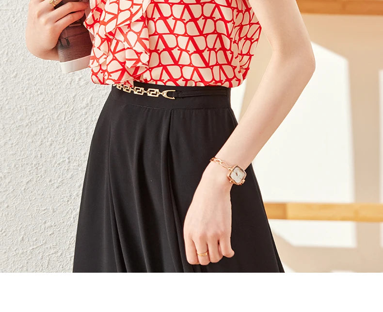 NAVIU Elegant Women Ruffles Shirt New Summer Temperament Short Sleeve Slim Chiffon Blouses Office Ladies Work Tops