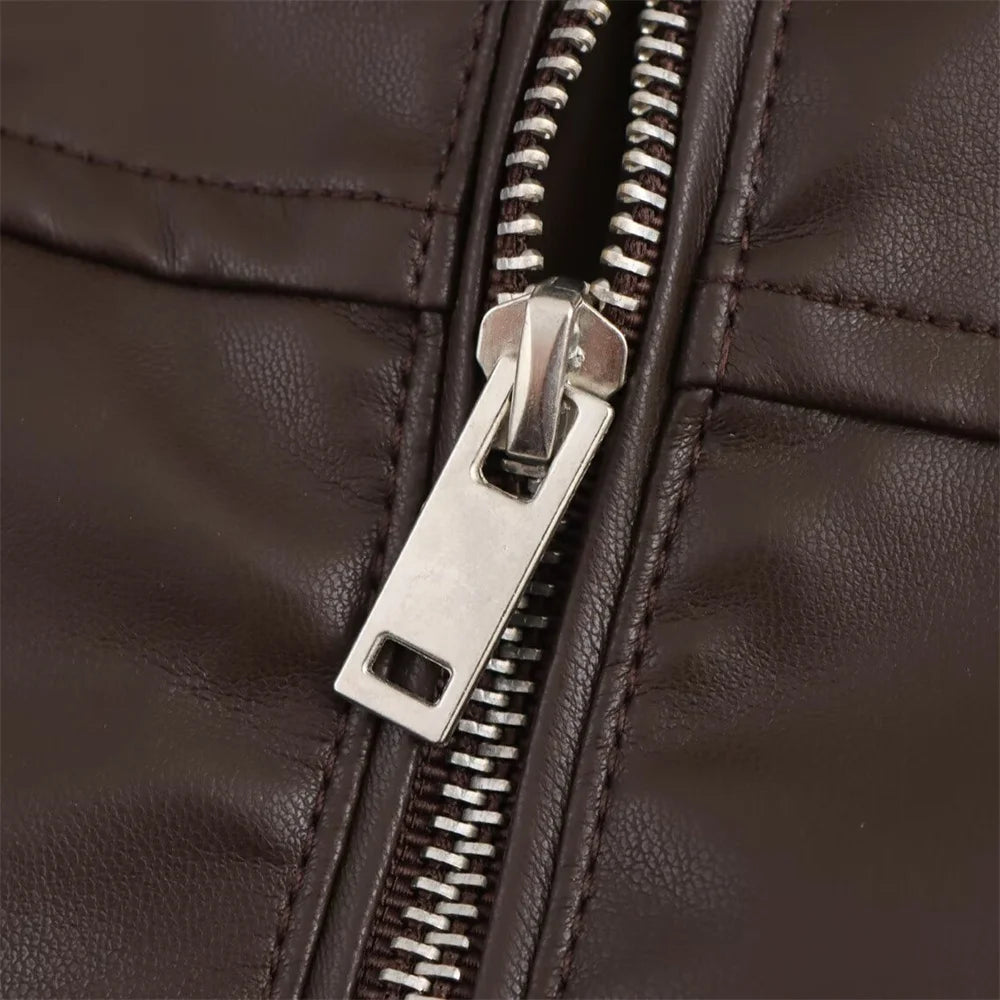 Blouson tendance en simili cuire - Style décontracté et élégant
