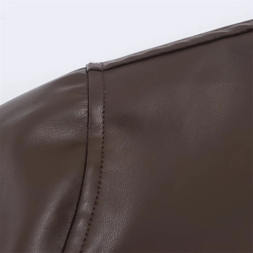 Blouson tendance en simili cuire - Style décontracté et élégant