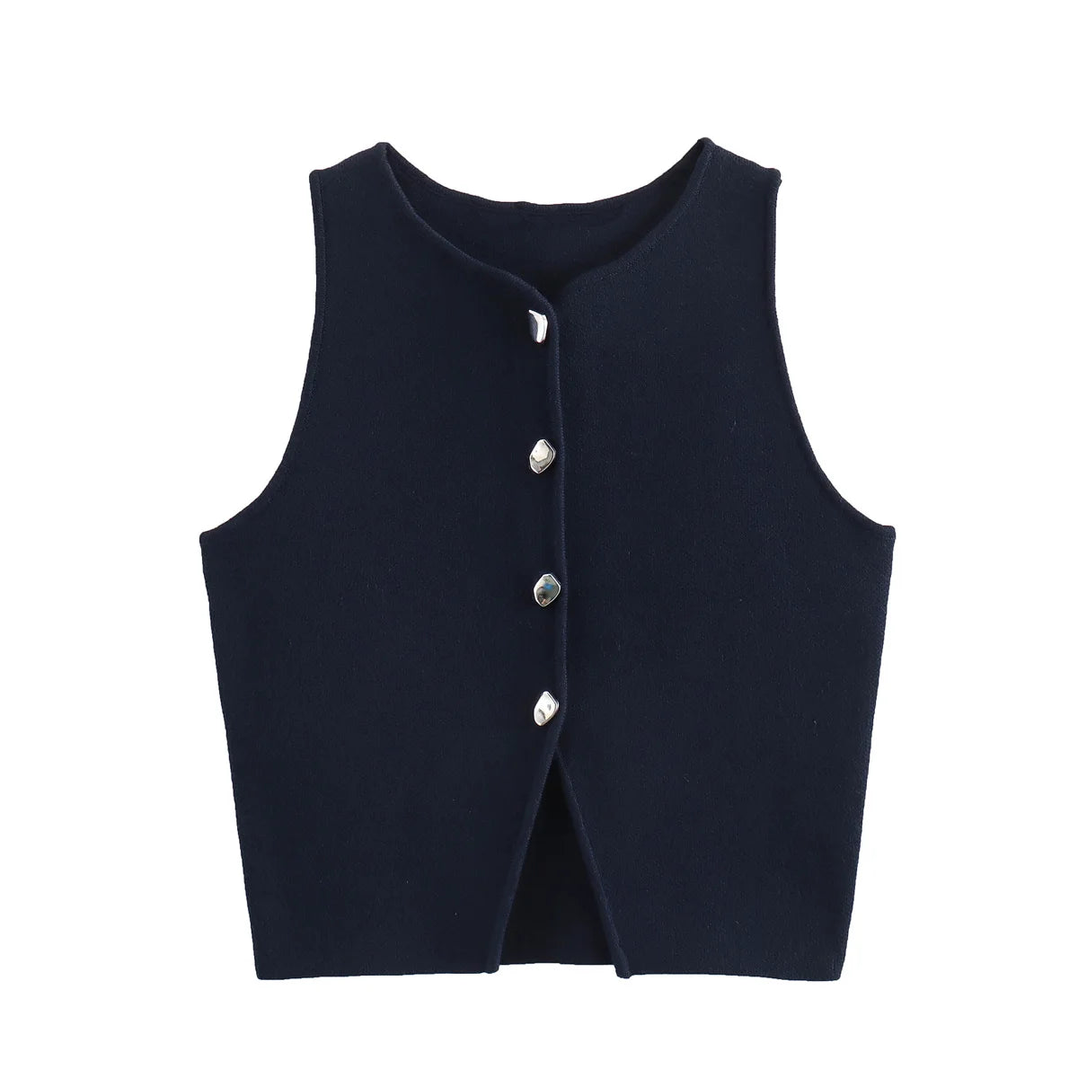 MUJER Pink Knit Sleeveless Vest Women Cropped Sweater Vest Top Women Yellow Button Vests Women Streetwear Waistcoat Knitwears