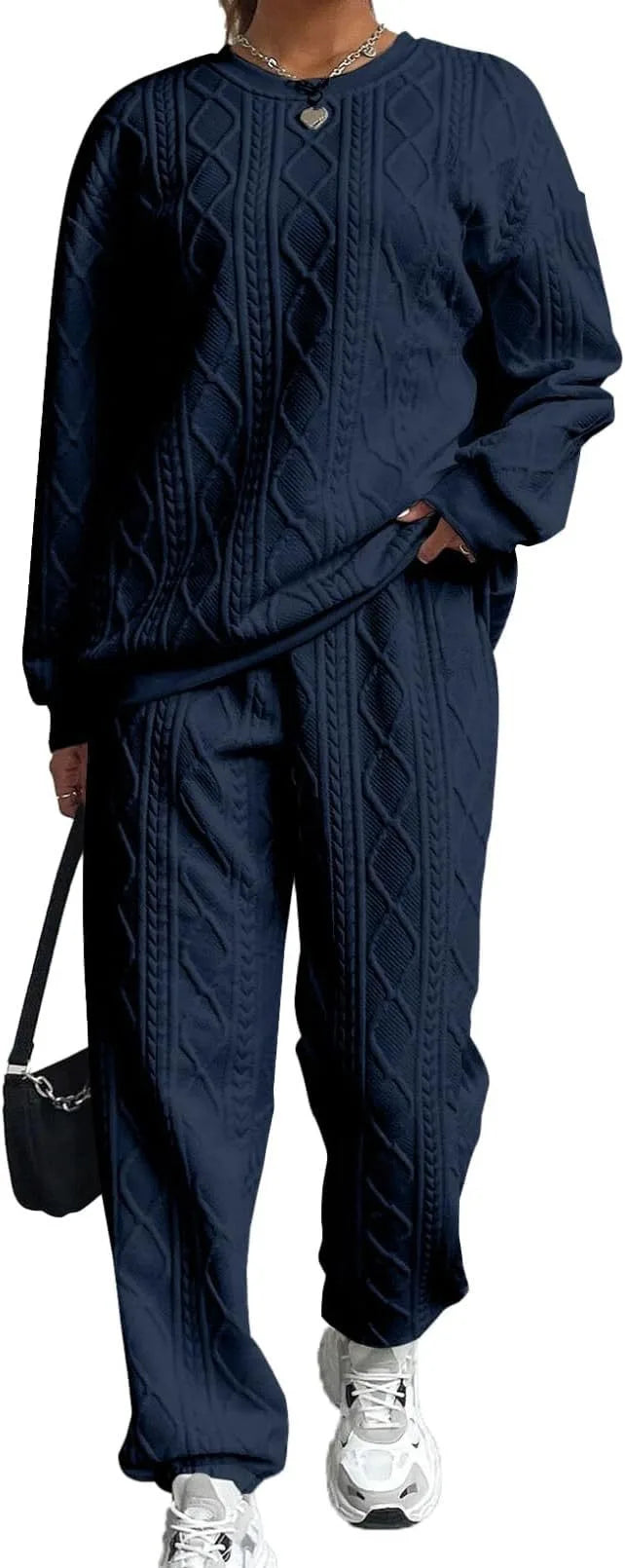 Casual Two Piece Sets Womens Sweatshirt Outifits Streetwear Autumn Winter New Long Sleeved Round Neck Hoodie And Y2k Pants Suit