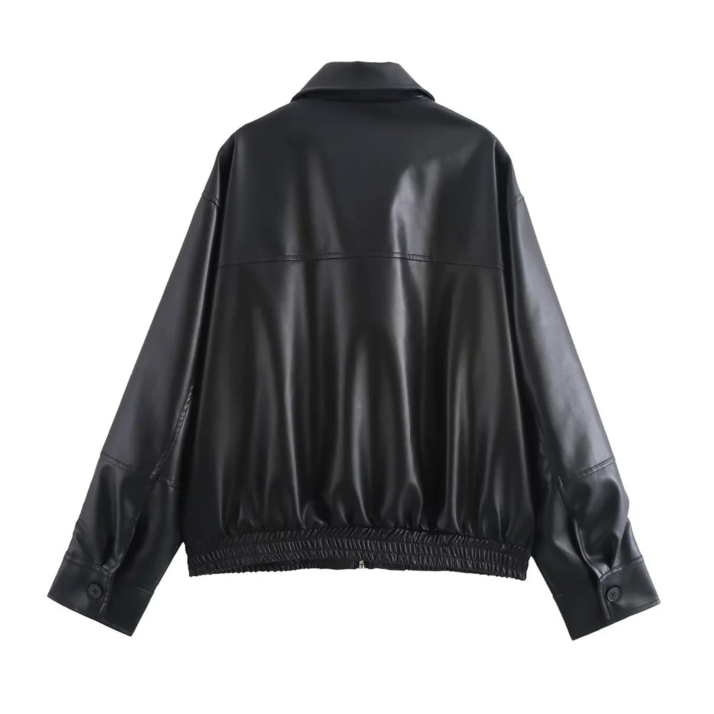 Blouson tendance en simili cuire - Style décontracté et élégant