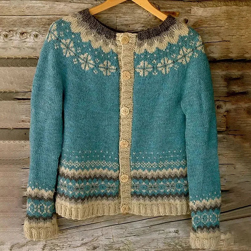 Vintage Knitting Long Sleeve Casual Green Striped Pullovers Women 2025 Winter Fashion Round Neck Ladies Loose Female Sweater Top