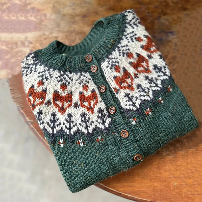 Vintage Knitting Long Sleeve Casual Green Striped Pullovers Women 2025 Winter Fashion Round Neck Ladies Loose Female Sweater Top
