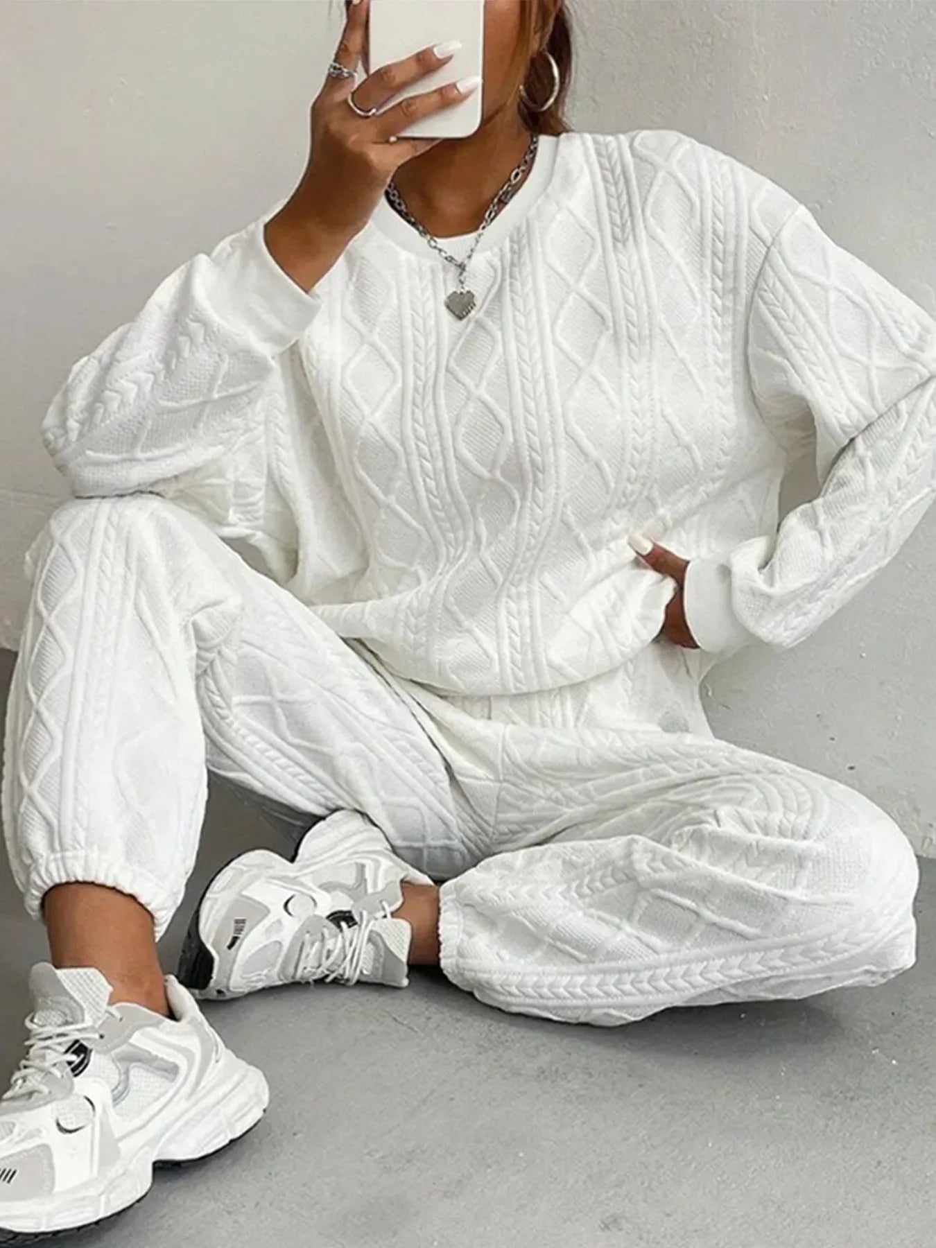 Casual Two Piece Sets Womens Sweatshirt Outifits Streetwear Autumn Winter New Long Sleeved Round Neck Hoodie And Y2k Pants Suit