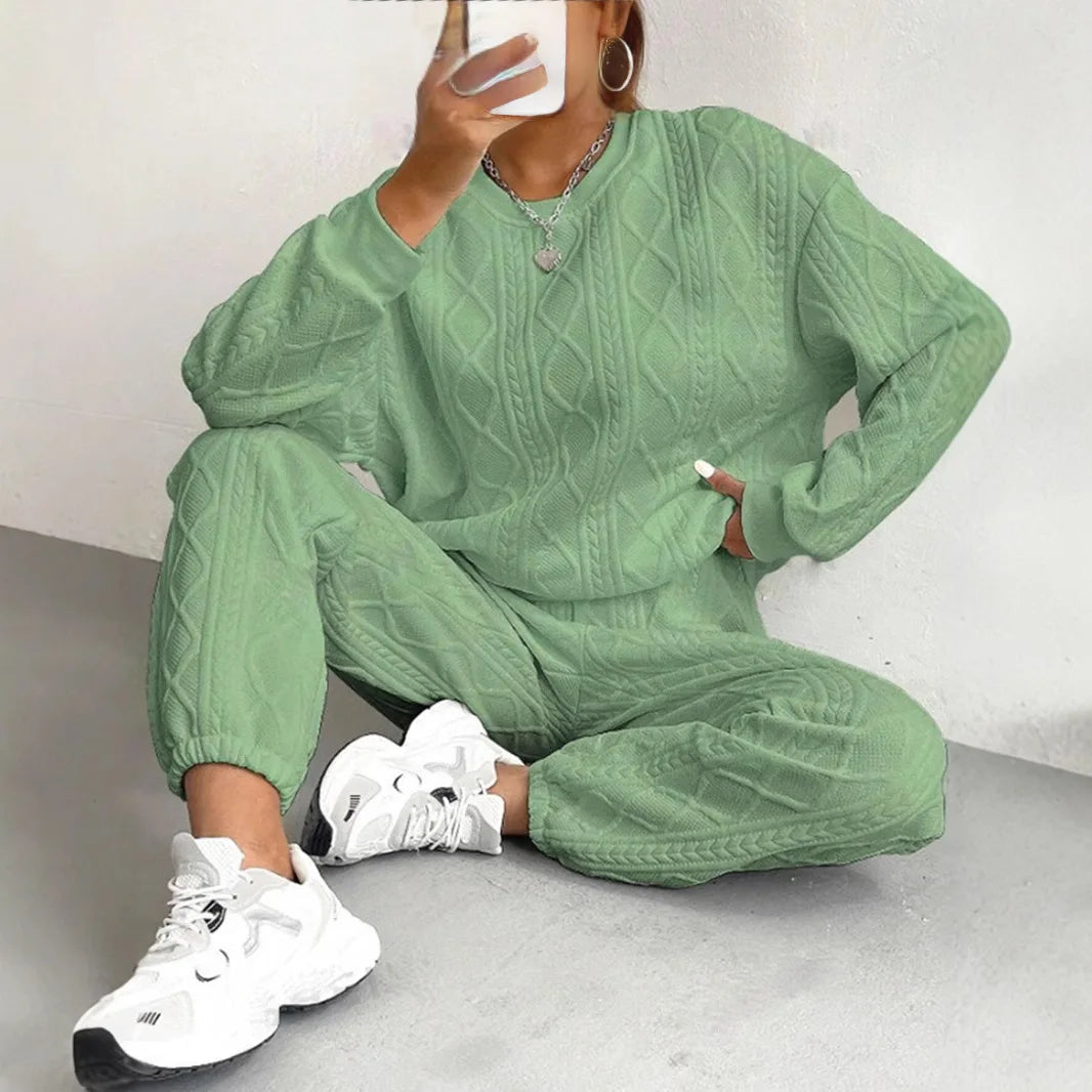 Casual Two Piece Sets Womens Sweatshirt Outifits Streetwear Autumn Winter New Long Sleeved Round Neck Hoodie And Y2k Pants Suit