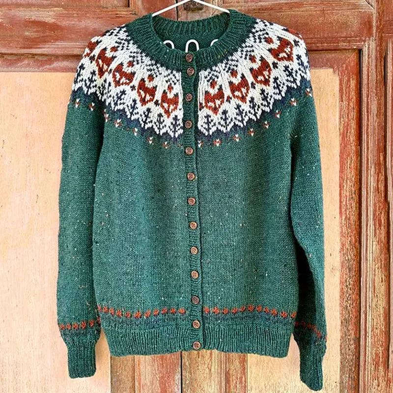 Vintage Knitting Long Sleeve Casual Green Striped Pullovers Women 2025 Winter Fashion Round Neck Ladies Loose Female Sweater Top
