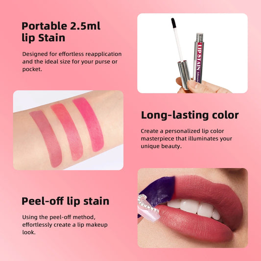 Encre a lèvres Peel Off Reveal teinte rose longue tenue, Waterproof  anti -transfert