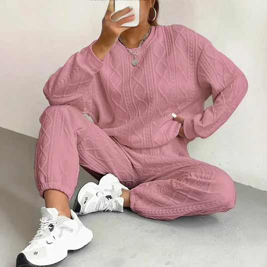 Casual Two Piece Sets Womens Sweatshirt Outifits Streetwear Autumn Winter New Long Sleeved Round Neck Hoodie And Y2k Pants Suit