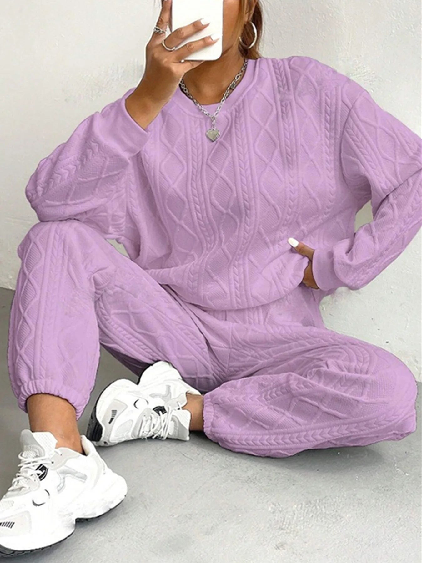 Casual Two Piece Sets Womens Sweatshirt Outifits Streetwear Autumn Winter New Long Sleeved Round Neck Hoodie And Y2k Pants Suit